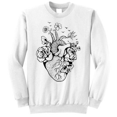 Heart Anatomy Flowers Funny Anatomical Heart And Human Sweatshirt