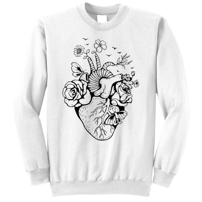 Heart Anatomy Flowers Funny Anatomical Heart And Human Sweatshirt