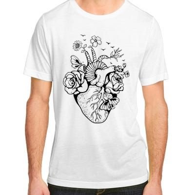 Heart Anatomy Flowers Funny Anatomical Heart And Human Adult ChromaSoft Performance T-Shirt