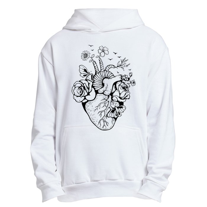 Heart Anatomy Flowers Funny Anatomical Heart And Human Urban Pullover Hoodie