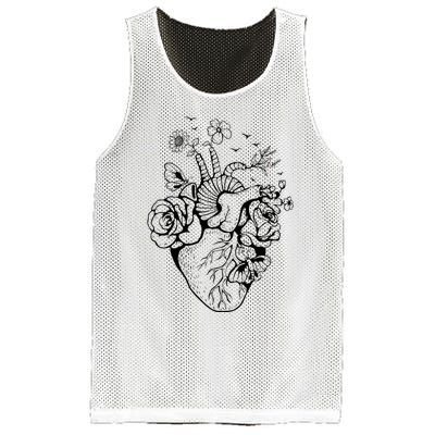 Heart Anatomy Flowers Funny Anatomical Heart And Human Mesh Reversible Basketball Jersey Tank