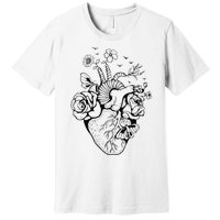 Heart Anatomy Flowers Funny Anatomical Heart And Human Premium T-Shirt