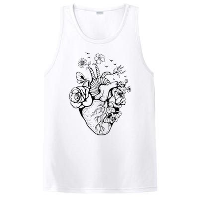 Heart Anatomy Flowers Funny Anatomical Heart And Human PosiCharge Competitor Tank