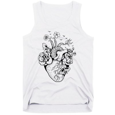 Heart Anatomy Flowers Funny Anatomical Heart And Human Tank Top