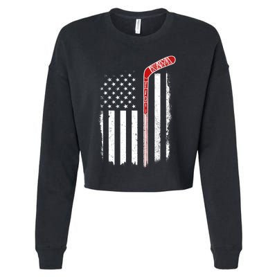 Hockey American Flag Hockey Flag Cropped Pullover Crew