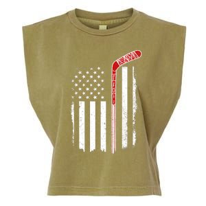 Hockey American Flag Hockey Flag Garment-Dyed Women's Muscle Tee