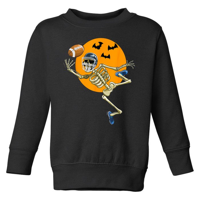 Halloween American Football Skeleton Football Fan Gift Toddler Sweatshirt