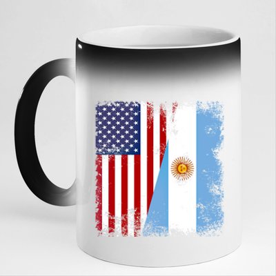 Half Argentinian Flag Vintage Argentina Usa Gift 11oz Black Color Changing Mug