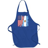 Half Argentinian Flag Vintage Argentina Usa Gift Full-Length Apron With Pockets