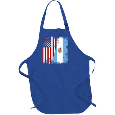 Half Argentinian Flag Vintage Argentina Usa Gift Full-Length Apron With Pockets