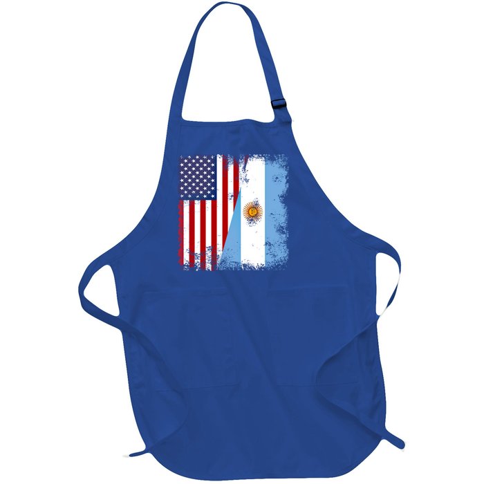 Half Argentinian Flag Vintage Argentina Usa Gift Full-Length Apron With Pockets