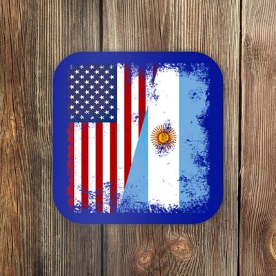 Half Argentinian Flag Vintage Argentina Usa Gift Coaster