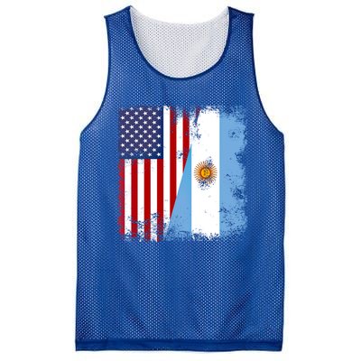 Half Argentinian Flag Vintage Argentina Usa Gift Mesh Reversible Basketball Jersey Tank