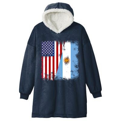 Half Argentinian Flag Vintage Argentina Usa Gift Hooded Wearable Blanket