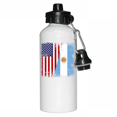 Half Argentinian Flag Vintage Argentina Usa Gift Aluminum Water Bottle