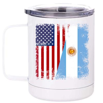 Half Argentinian Flag Vintage Argentina Usa Gift 12 oz Stainless Steel Tumbler Cup