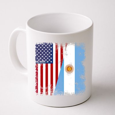 Half Argentinian Flag Vintage Argentina Usa Gift Coffee Mug