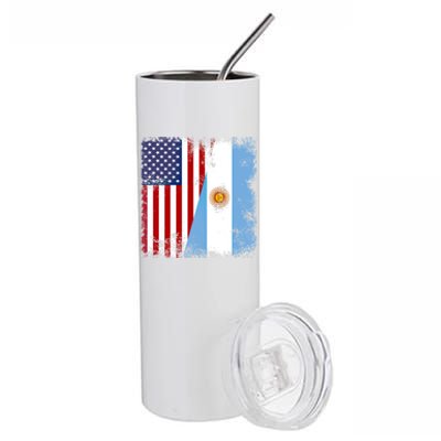 Half Argentinian Flag Vintage Argentina Usa Gift Stainless Steel Tumbler