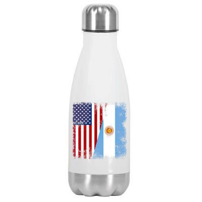 Half Argentinian Flag Vintage Argentina Usa Gift Stainless Steel Insulated Water Bottle