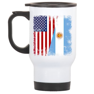 Half Argentinian Flag Vintage Argentina Usa Gift Stainless Steel Travel Mug