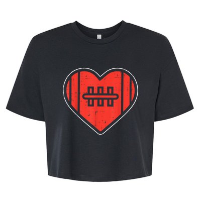 Heart American Football Love Valentines Day Sport Lover Gift Bella+Canvas Jersey Crop Tee