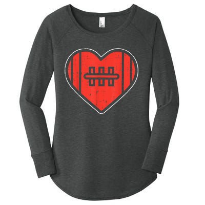 Heart American Football Love Valentines Day Sport Lover Gift Women's Perfect Tri Tunic Long Sleeve Shirt