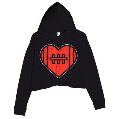 Heart American Football Love Valentines Day Sport Lover Gift Crop Fleece Hoodie