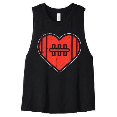 Heart American Football Love Valentines Day Sport Lover Gift Women's Racerback Cropped Tank