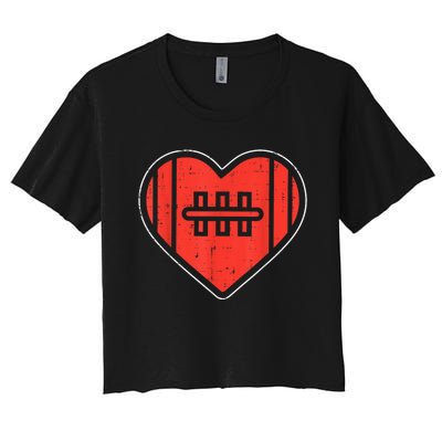 Heart American Football Love Valentines Day Sport Lover Gift Women's Crop Top Tee