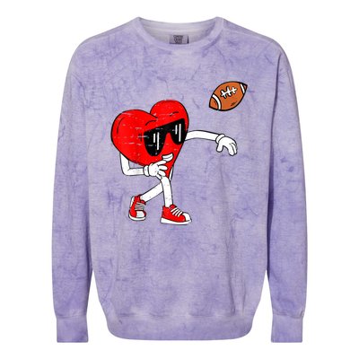 Heart American Football Valentines Day Colorblast Crewneck Sweatshirt