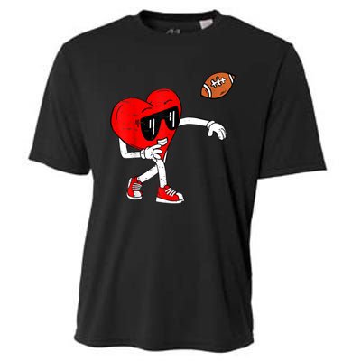 Heart American Football Valentines Day Cooling Performance Crew T-Shirt