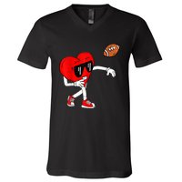 Heart American Football Valentines Day V-Neck T-Shirt