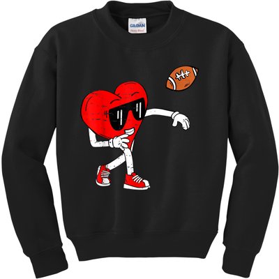 Heart American Football Valentines Day Kids Sweatshirt