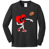 Heart American Football Valentines Day Kids Long Sleeve Shirt