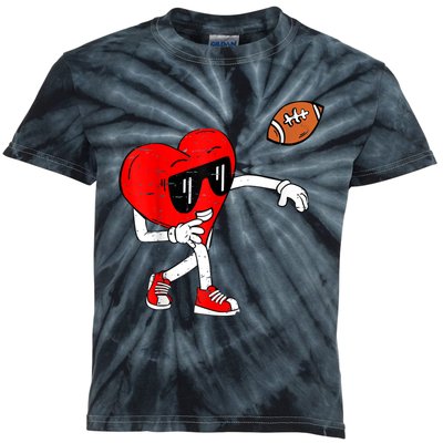 Heart American Football Valentines Day Kids Tie-Dye T-Shirt