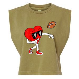 Heart American Football Valentines Day Garment-Dyed Women's Muscle Tee