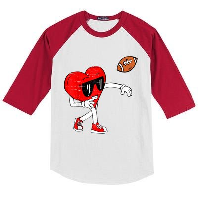 Heart American Football Valentines Day Kids Colorblock Raglan Jersey