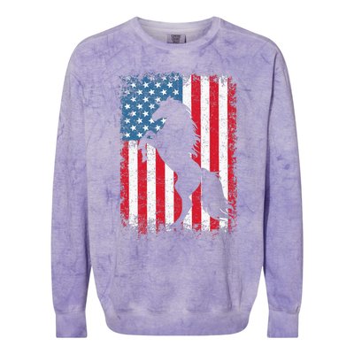 Horse American Flag USA 4th Of July Men Women Colorblast Crewneck Sweatshirt