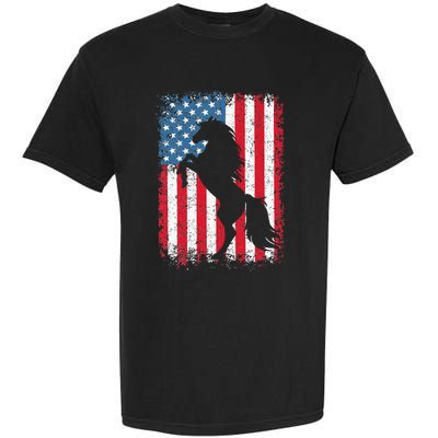 Horse American Flag USA 4th Of July Men Women Garment-Dyed Heavyweight T-Shirt