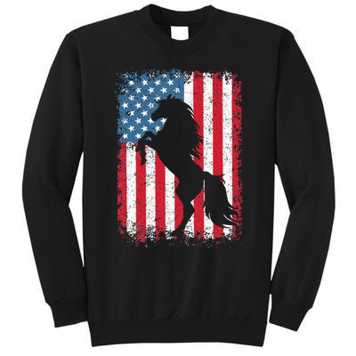 Horse American Flag USA 4th Of July Men Women Sweatshirt