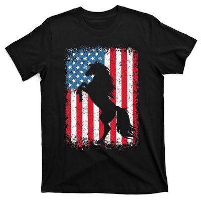 Horse American Flag USA 4th Of July Men Women T-Shirt