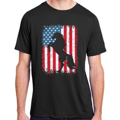 Horse American Flag USA 4th Of July Men Women Adult ChromaSoft Performance T-Shirt