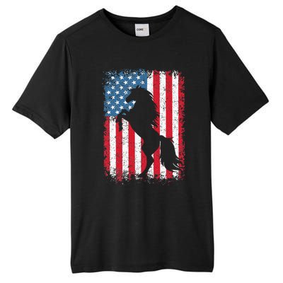 Horse American Flag USA 4th Of July Men Women Tall Fusion ChromaSoft Performance T-Shirt