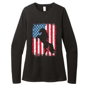 Horse American Flag USA 4th Of July Men Women Womens CVC Long Sleeve Shirt