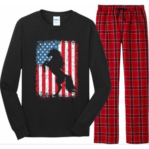 Horse American Flag USA 4th Of July Men Women Long Sleeve Pajama Set