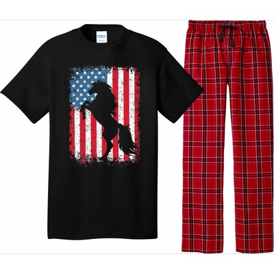 Horse American Flag USA 4th Of July Men Women Pajama Set