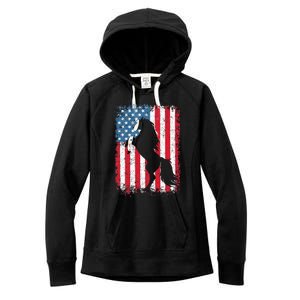 Horse American Flag USA 4th Of July Men Women Women's Fleece Hoodie