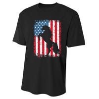 Horse American Flag USA 4th Of July Men Women Performance Sprint T-Shirt