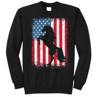 Horse American Flag USA 4th Of July Men Women Tall Sweatshirt