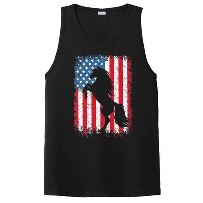 Horse American Flag USA 4th Of July Men Women PosiCharge Competitor Tank